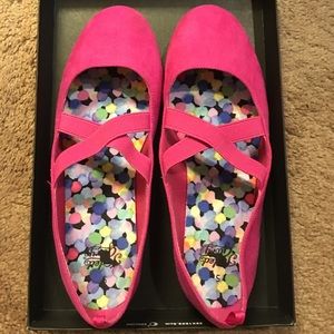 Pink slip on shoes